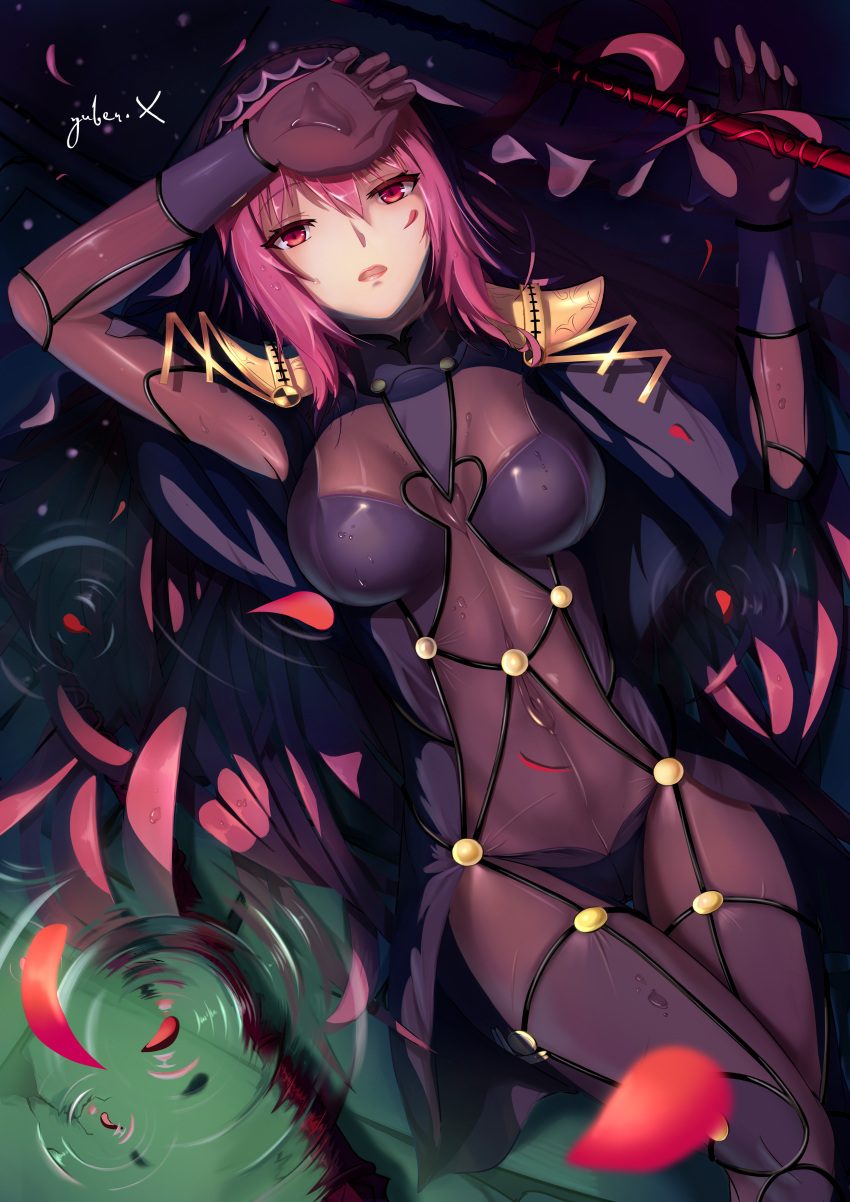 1girl, absurdres, bodysuit, breasts, fate/grand_order, fate_(series), from_above, hair_between_eyes