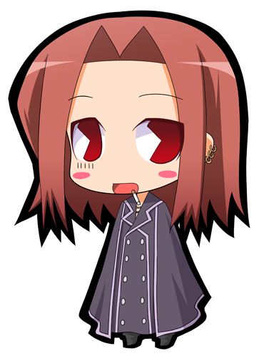 blush, chibi, cigarette, earrings, jewelry, long_hair, lowres, pac-man_eyes