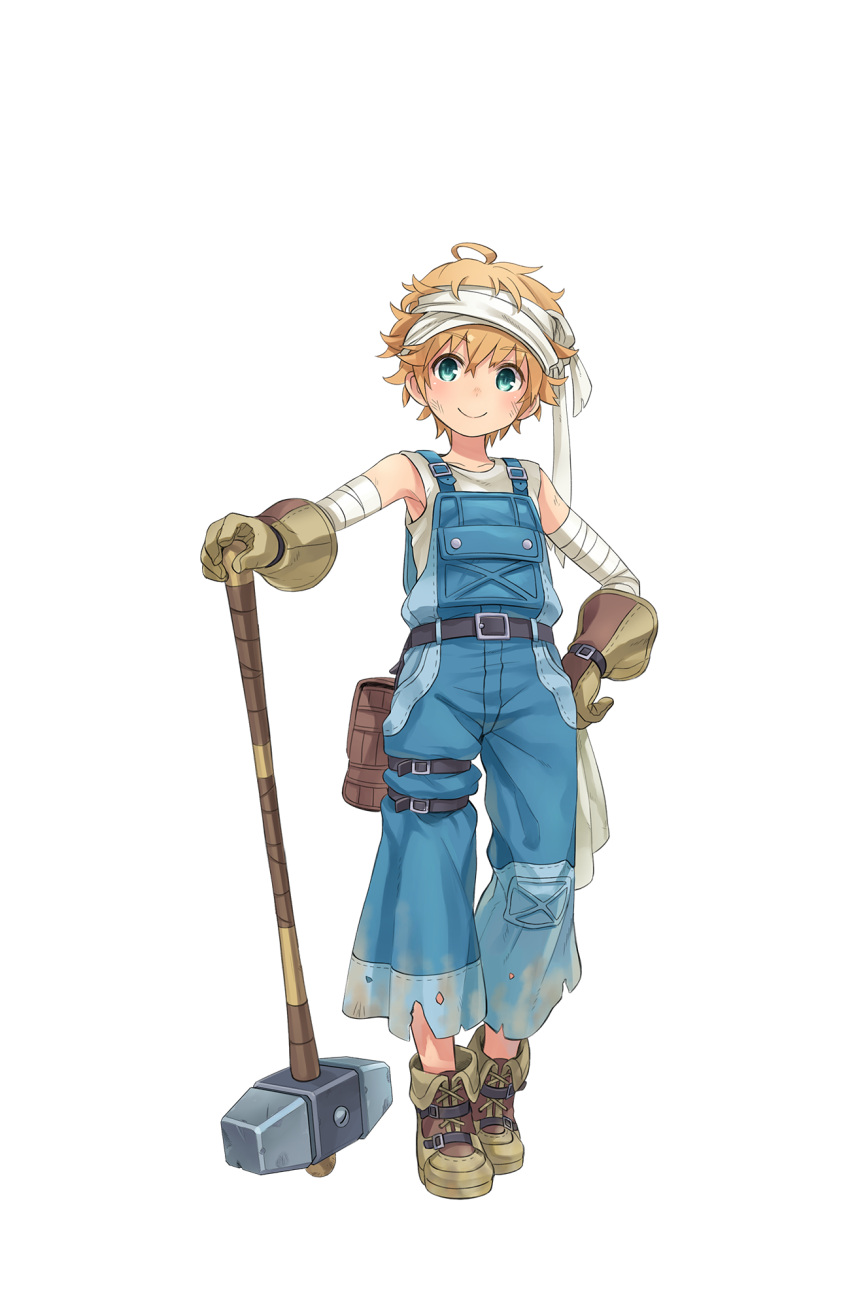 1girl, aqua_eyes, arm_wrap, belt, brown_gloves, denim, full_body, gloves