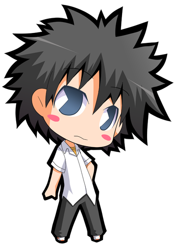 blue_eyes, blush, chibi, kamijou_touma, lowres, pac-man_eyes, pacman_eyes, short_hair, suntail, to_aru_majutsu_no_index