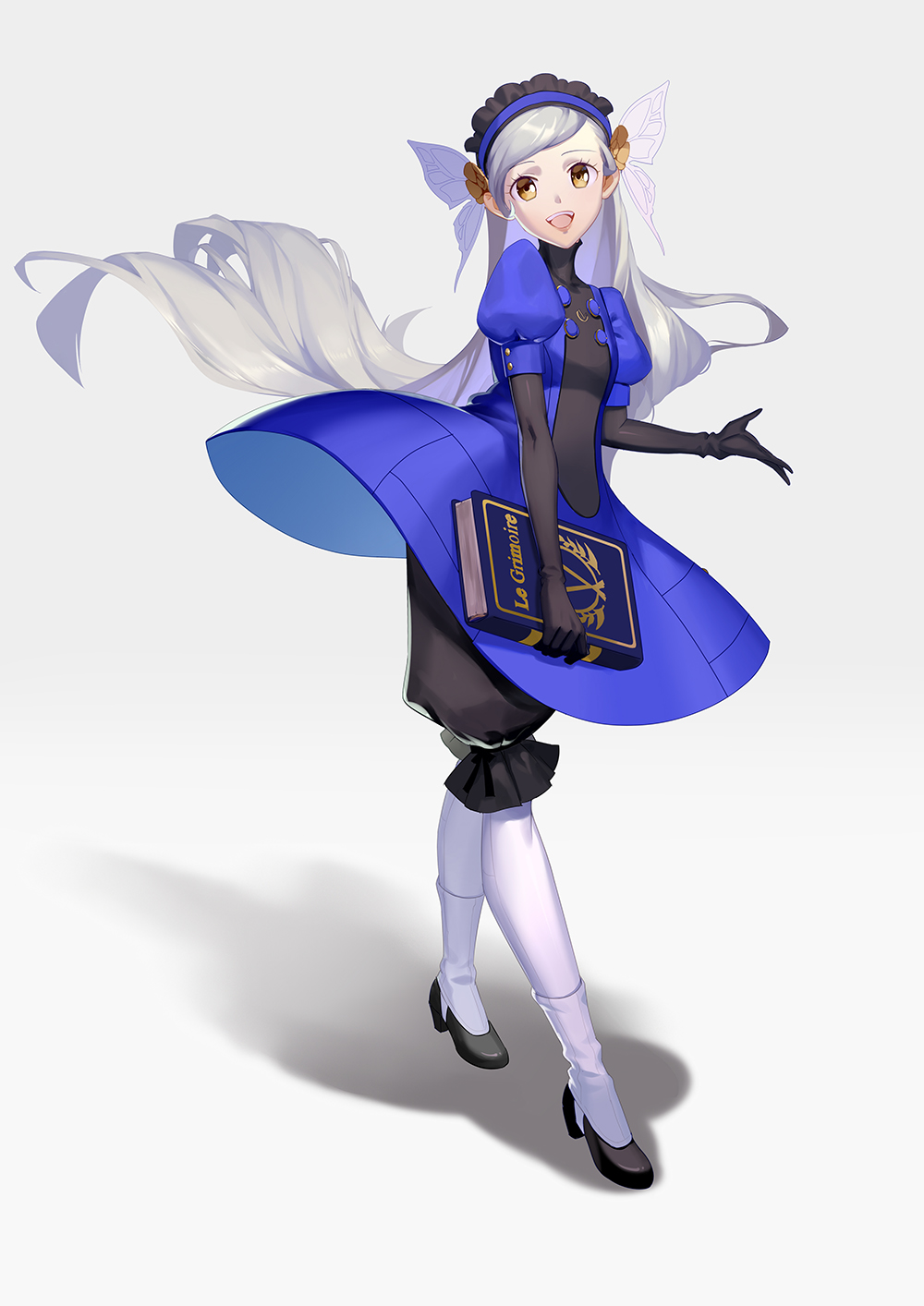 10s, 1girl, blonde_hair, blush, book, buming, dress, elbow_gloves