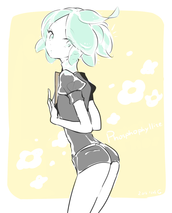androgynous, artist_name, ass, clipboard, cojimama, cowboy_shot, eyelashes, green_eyes