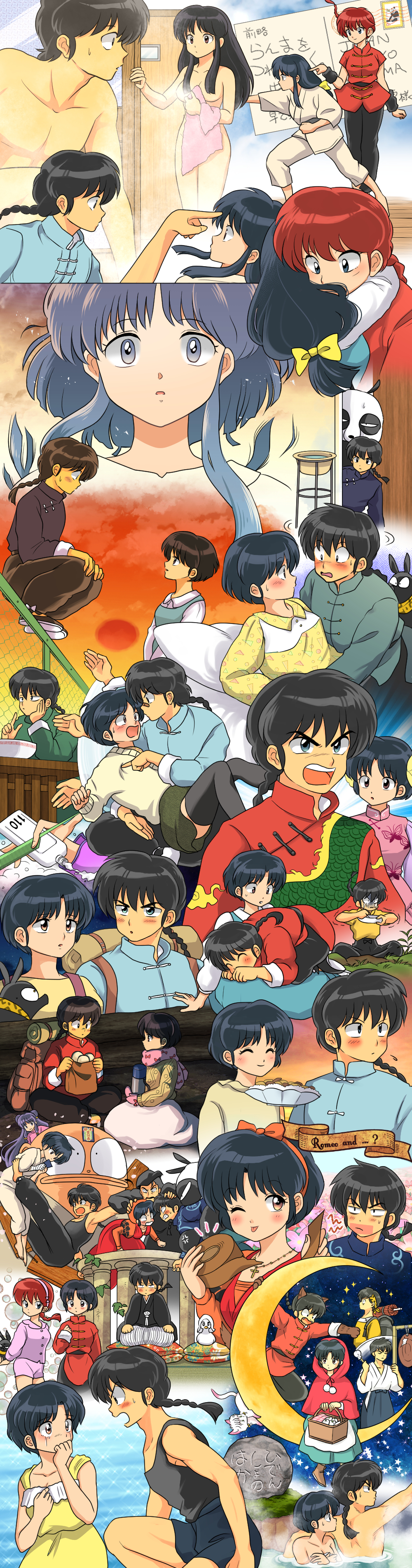 3girls, 4boys, absurdres, angry, animal_ears, arms_behind_back, backpack, bag