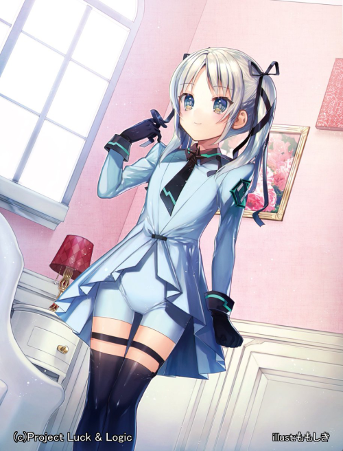 1girl, black_gloves, black_legwear, black_ribbon, blue_bodysuit, blue_eyes, blue_jacket, bodysuit