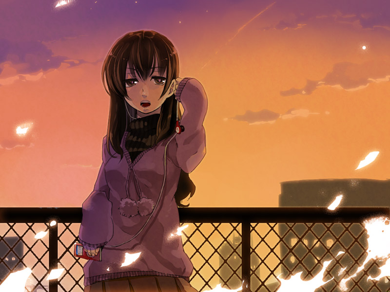 chainlink_fence, digital_media_player, earphones, fence, hakodume, ipod, mp3_player, nanashi.