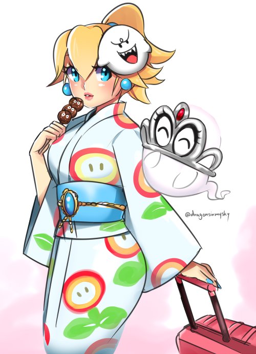 1girl, alternate_costume, alternate_hairstyle, blonde_hair, blue_eyes, boo, d-ryuu, earrings