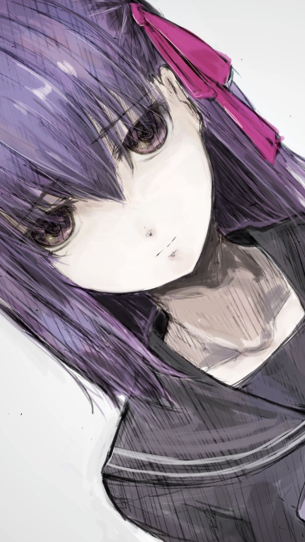 1girl, asagi_(kabocha_oukoku), check_character, dutch_angle, expressionless, fate_(series), hair_ribbon, highres