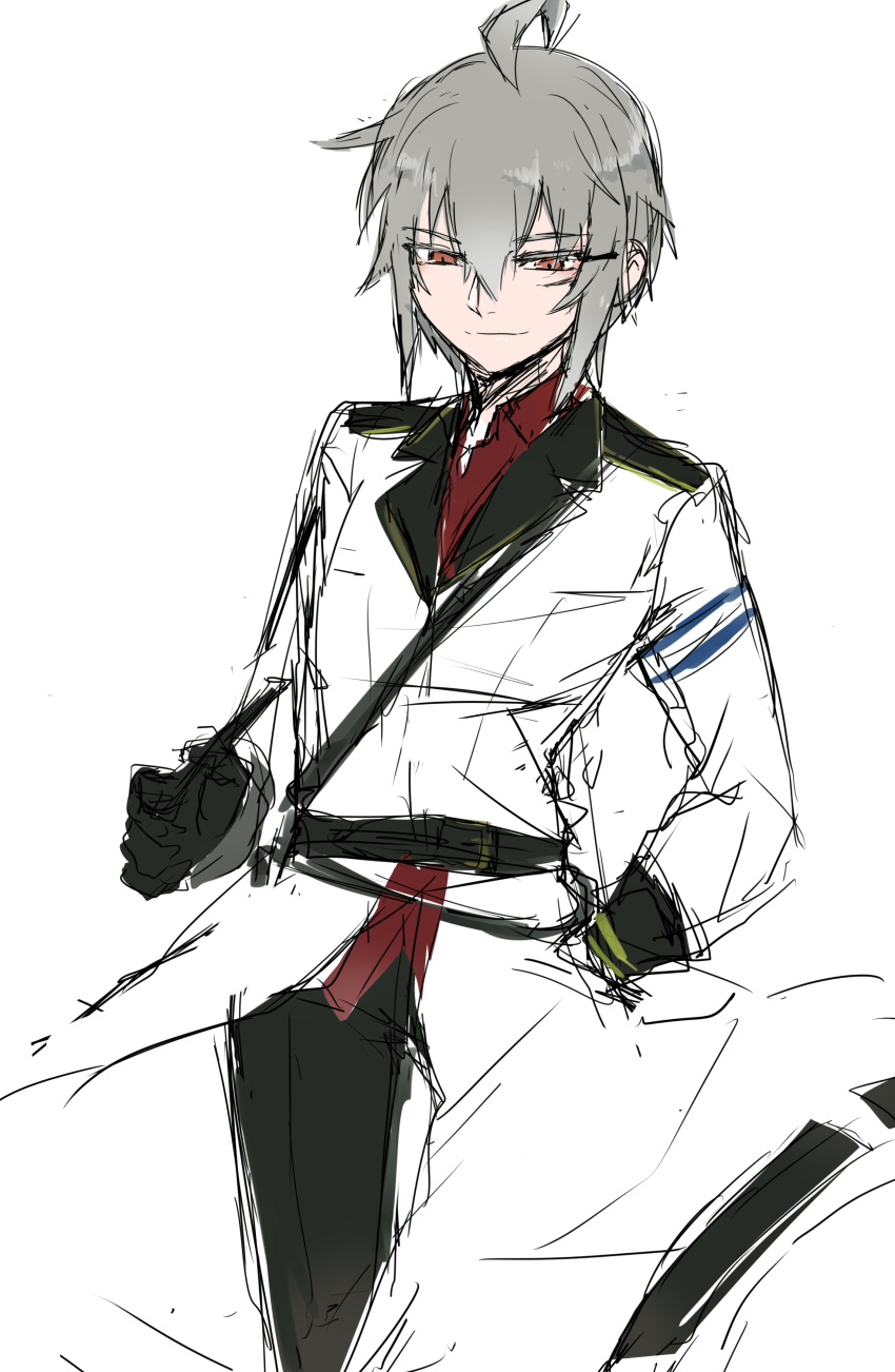 1boy, absurdres, agtt25333, belt, black_gloves, closed_mouth, collared_shirt, gangut_(kantai_collection)