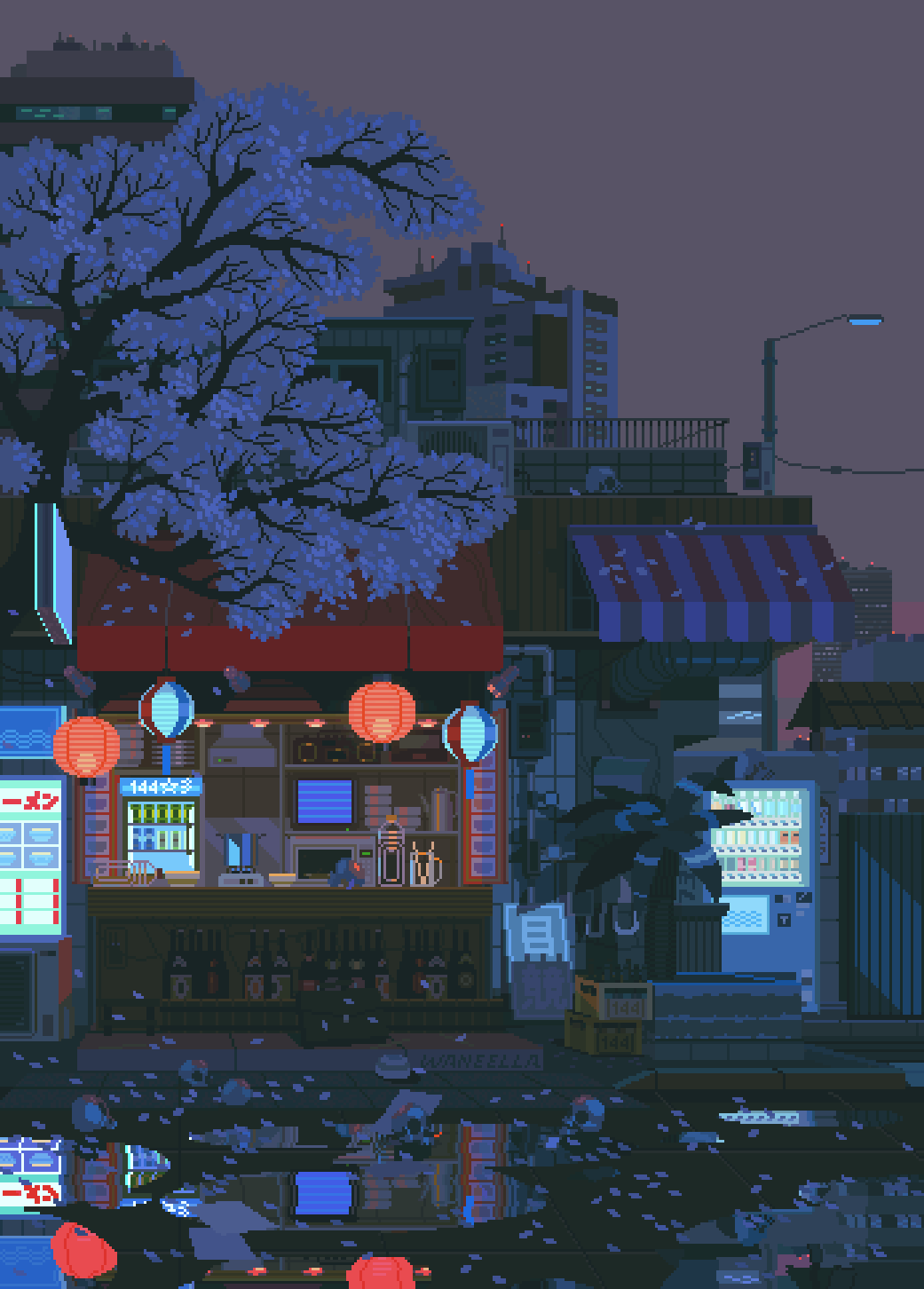 alcohol, animated, animated_gif, artist_name, awning, bottle, building, grey_sky