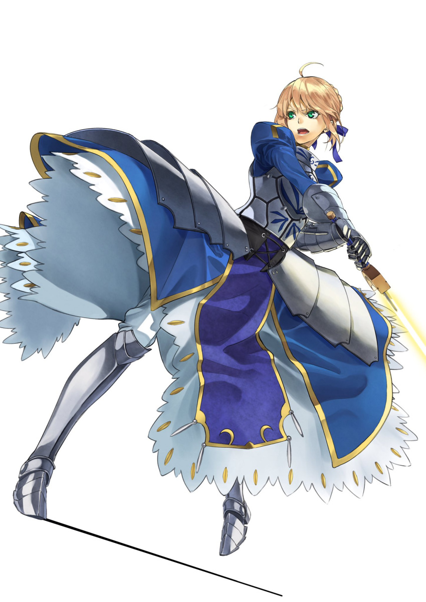 1girl, ahoge, akamiso_(k074510), animal_ears, armor, artoria_pendragon_(all), blonde_hair, breastplate