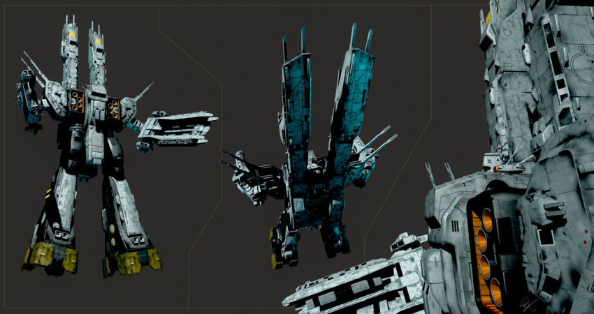 3d, antennae, armd, chart, choujikuu_yousai_macross, commentary, east_coast_canuk, energy_cannon, macross, macross:_do_you_remember_love?, mecha, multiple_views, realistic, science_fiction, sdf-1, space_craft, storm_attacker, thrusters
