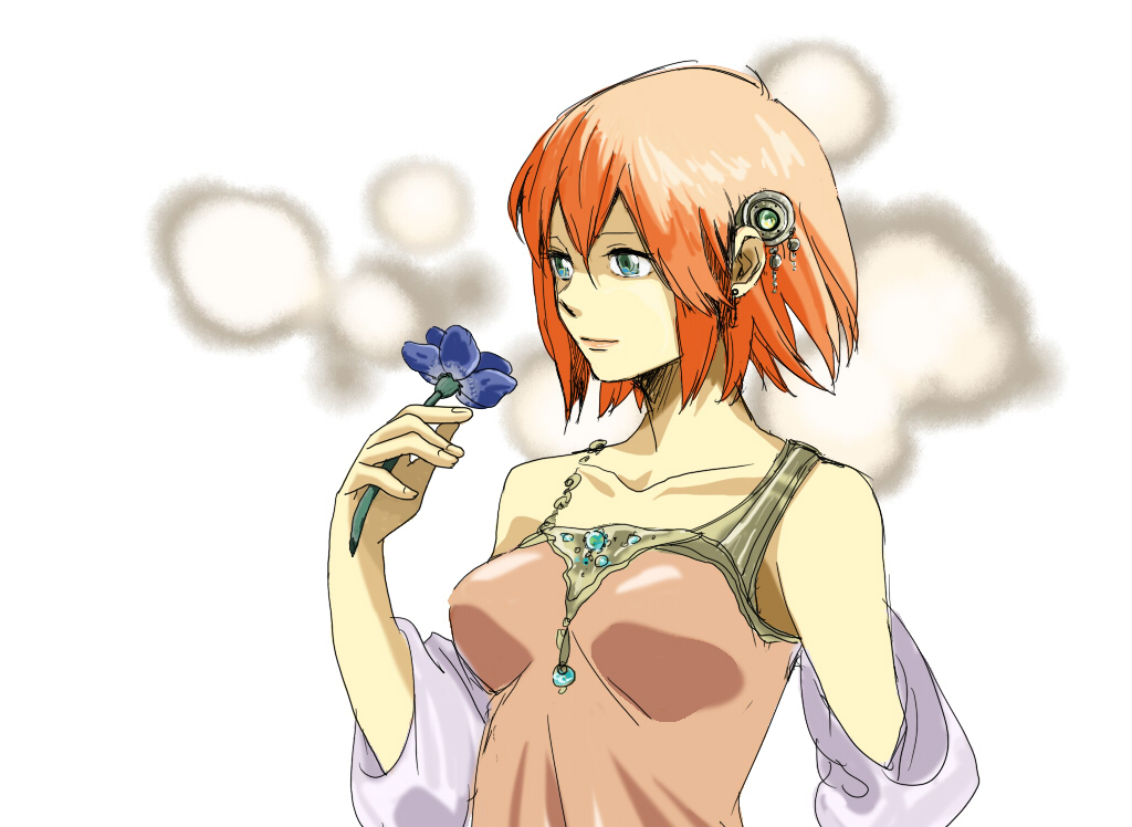 detached_sleeves, dress, final_fantasy, final_fantasy_v, flower, hair_ornament, lenna_charlotte_tycoon, pink_hair