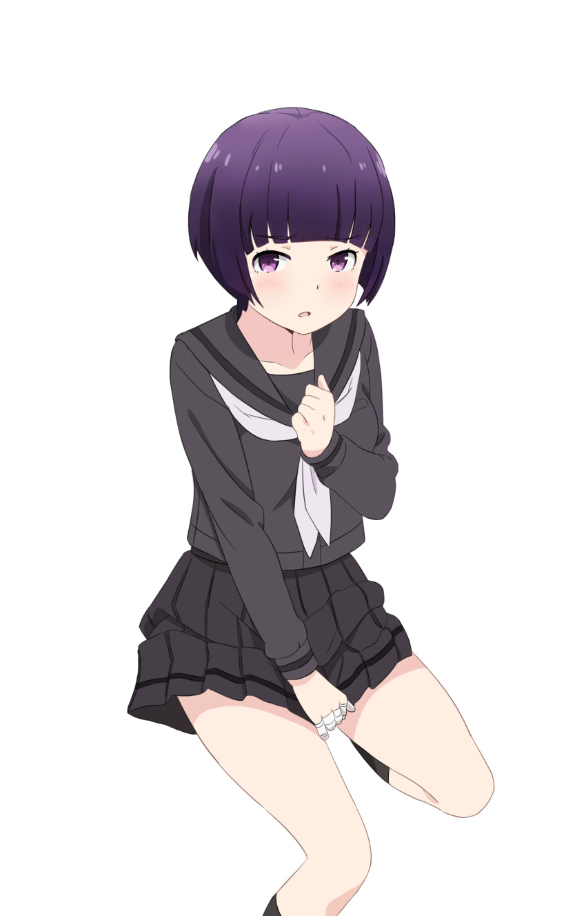 1girl, absurdres, bandage, black_legwear, black_serafuku, black_skirt, collarbone, eromanga_sensei