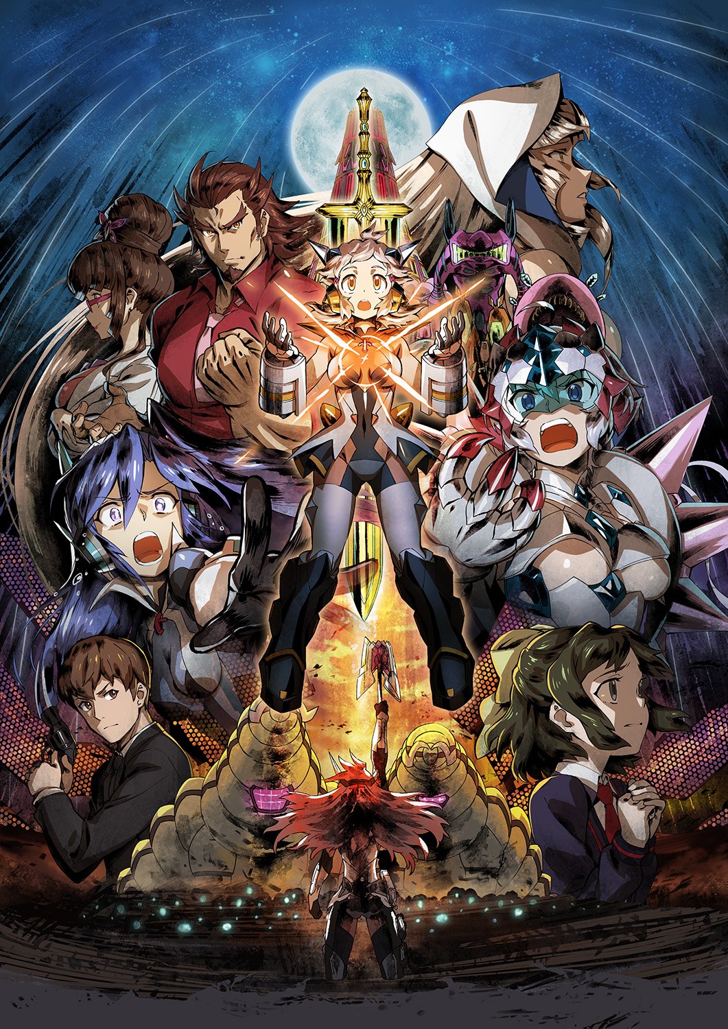 10s, 2boys, 6+girls, amou_kanade, bangs, blonde_hair, blue_eyes, blue_hair