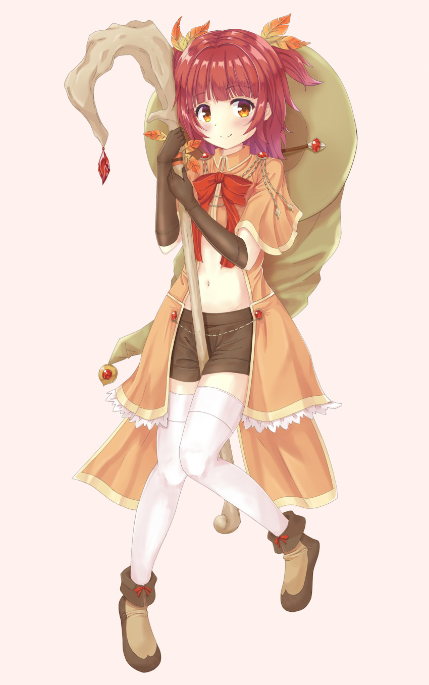1girl, akino_kaede, blush, brown_gloves, brown_shorts, capelet, closed_mouth, elbow_gloves