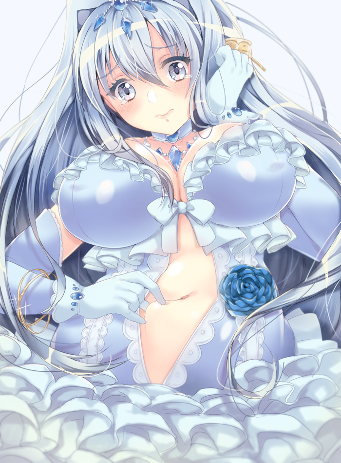 1girl, aurora_star_coral, bangs, belly, belly_grab, blush, breasts, cardfight!!_vanguard