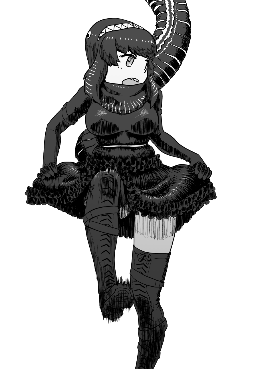 1girl, boots, cowboy_shot, dancing, elbow_gloves, gloves, godzilla, godzilla_(series)