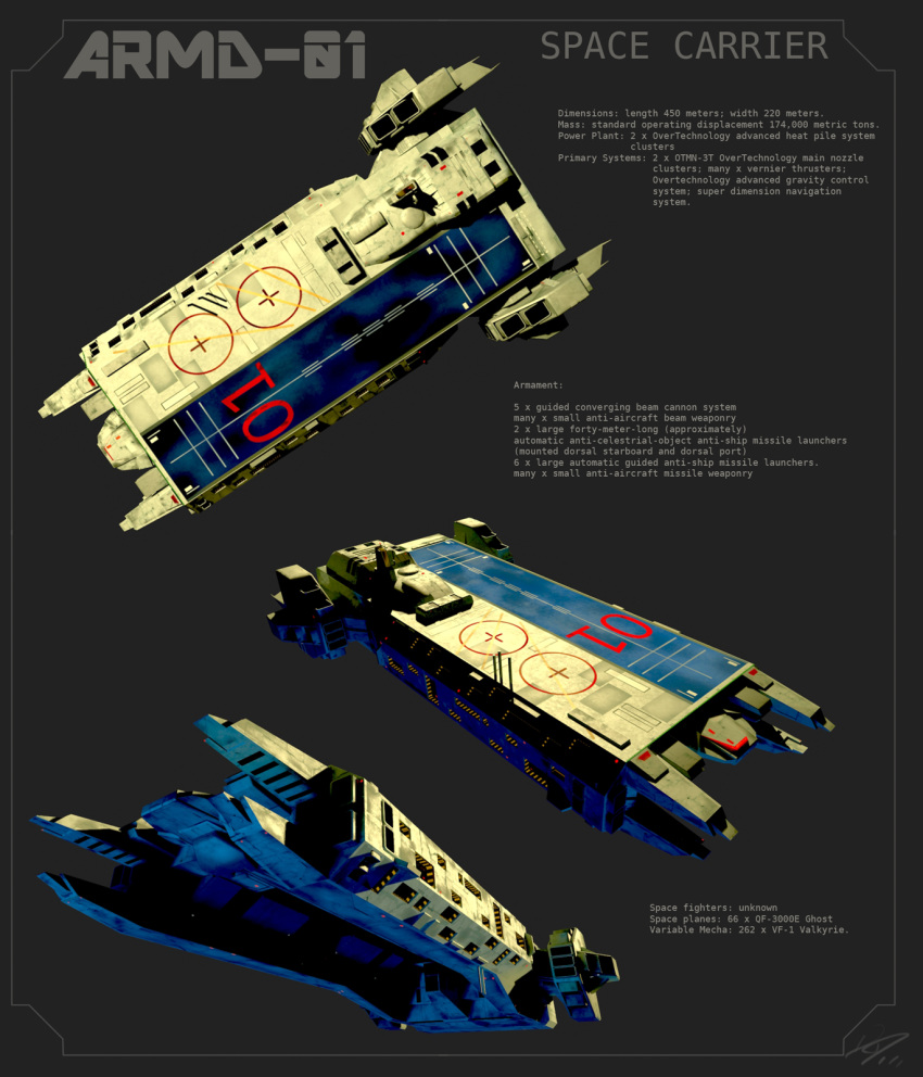 3d, armd, chart, choujikuu_yousai_macross, commentary, east_coast_canuk, highres, macross, macross:_do_you_remember_love?, realistic, science_fiction, signature, space_craft, technical, u.n._spacy
