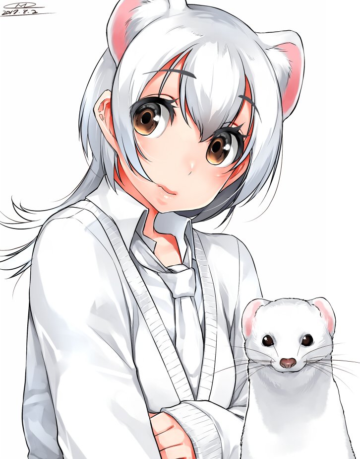 1girl, animal, artist_name, brown_eyes, dated, happa_(cloverppd), kemono_friends, long_hair