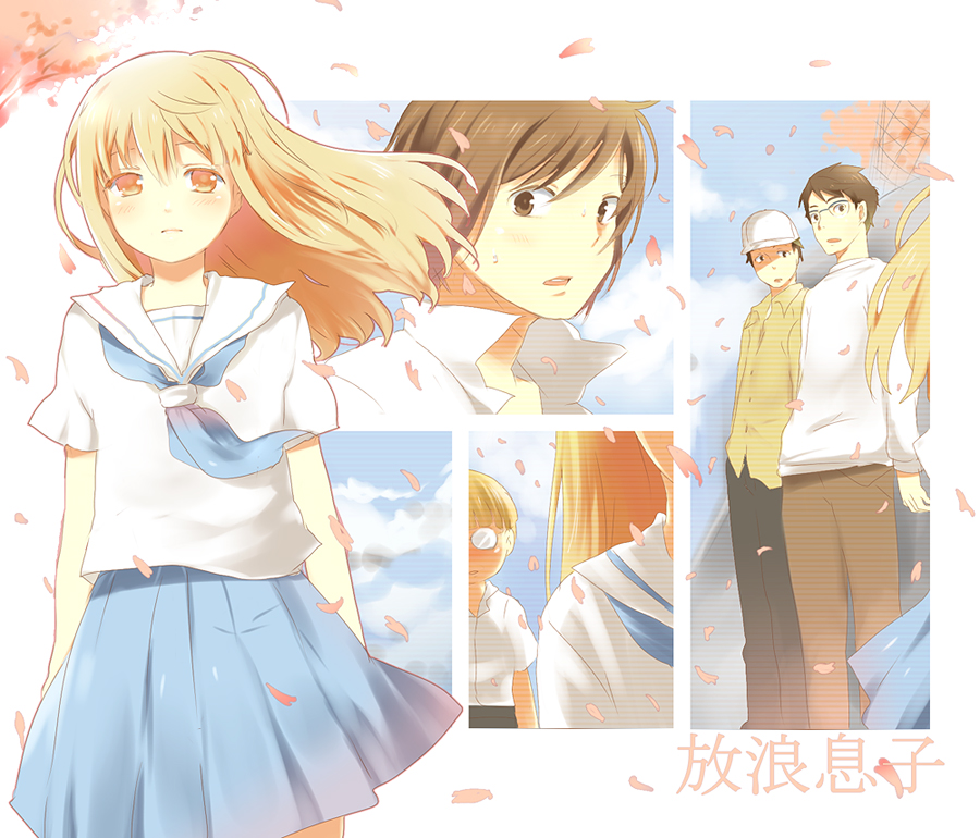 blonde_hair, brown_hair, crossdressing, crossdressinging, glasses, hourou_musuko, kl, nitori_shuuichi