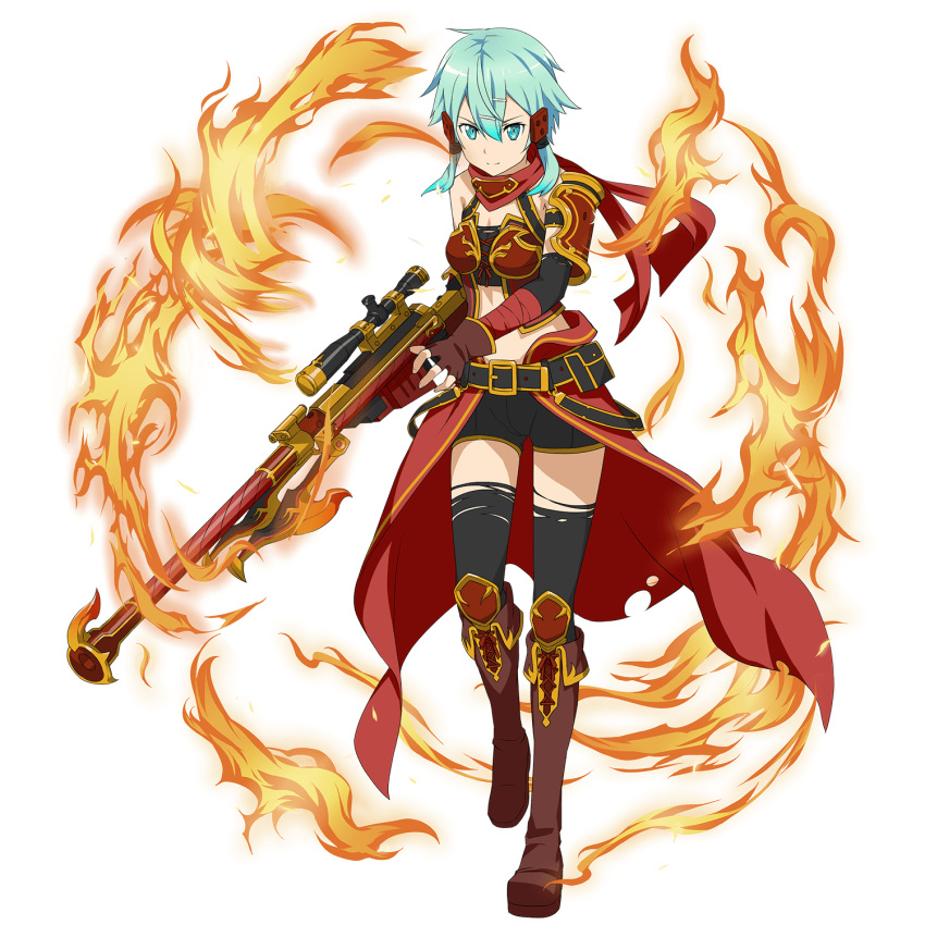 1girl, anti-materiel_rifle, belt, boots, brown_footwear, gun, highres, official_art