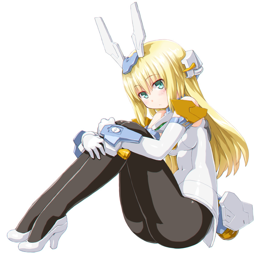 1girl, bangs, baselard, black_legwear, blonde_hair, blush, breasts, covered_navel