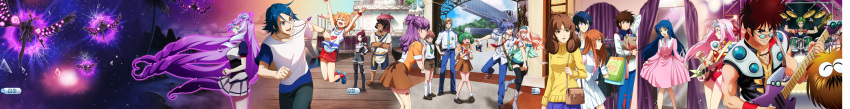 10s, absurdres, alien, alien_animal, bass_guitar, bird_human, black_hair, blonde_hair, blue_eyes, blue_hair, breasts, brown_fur, brown_hair, choujikuu_yousai_macross, chuck_mustang, cymbals, dress, dressing_room, drum, freyja_wion, green_hair, grin, guitar, guvava, hayase_misa, hayate_immelmann, highres, ichijou_hikaru, instrument, jumping, kim_kabirov, long_image, luca_angeloni, lynn_minmay, macross, macross_7, macross_delta, macross_frontier, macross_zero, maroon_hair, matsuura_nanase, mikhail_buran, mikumo_guynemer, mirage_farina_jenius, multicolored_hair, music, mylene_jenius, nekki_basara, orange_hair, panorama, pink_dress, pink_hair, purple_hair, ranka_lee, red_eyes, saotome_alto, shammy_milliome, sheryl_nome, singing, smile, space, two-tone_hair, unknown_artist, uta_macross_sumaho_deculture, veffidas_feaze, wide_image, yellow_eyes