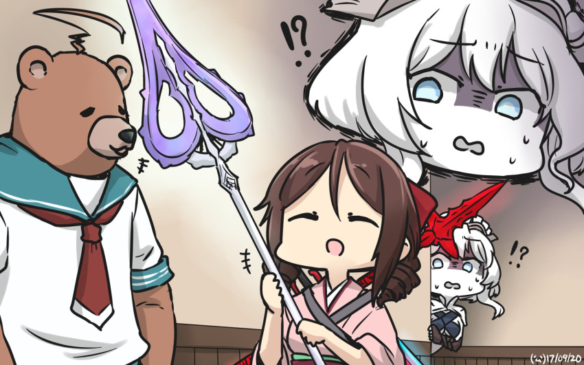 !?, +++, 10s, 2girls, ^_^, ^o^, animalization, aqua_sailor_collar
