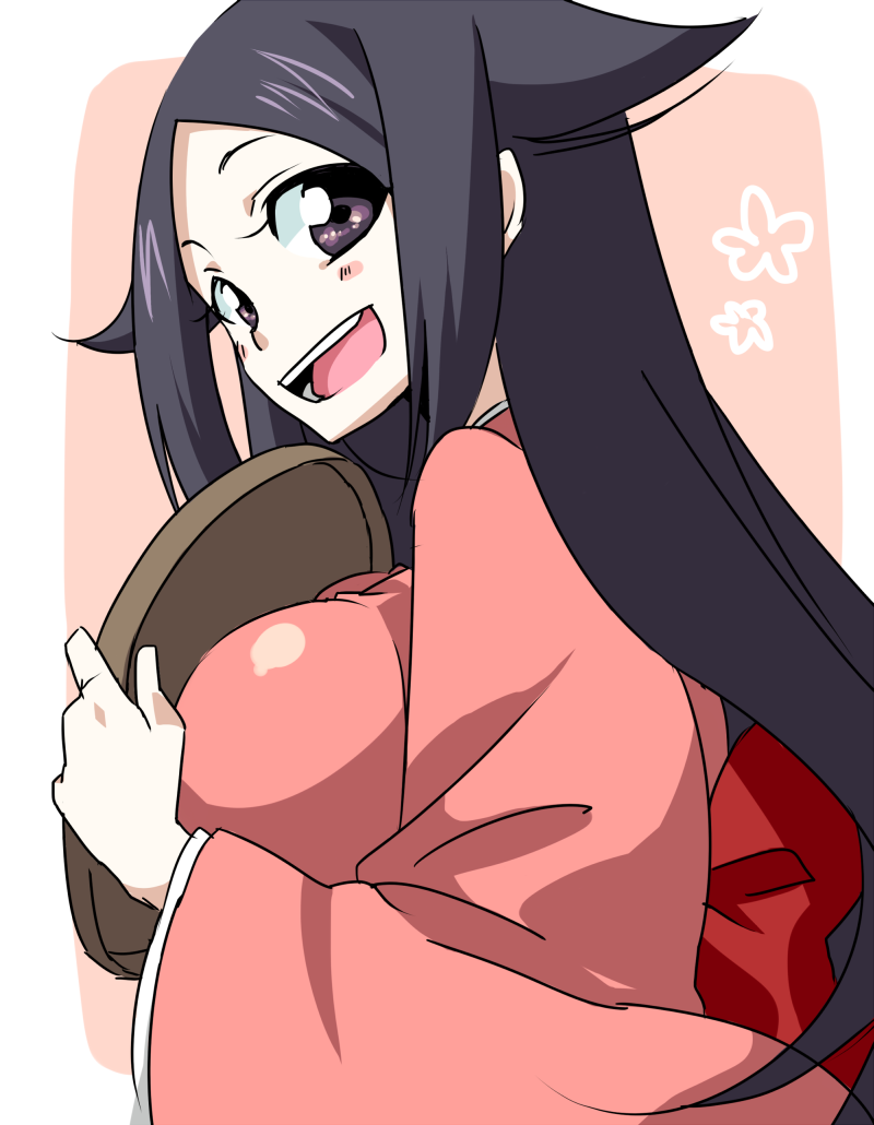1girl, blush, breasts, japanese_clothes, kimono, large_breasts, long_hair, looking_at_viewer