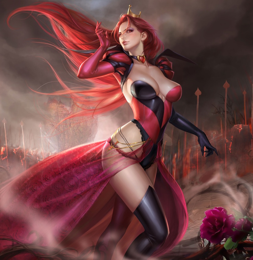 1girl, ;), absurdres, adapted_costume, alice_in_wonderland, alternate_costume, armor, asymmetrical_clothes