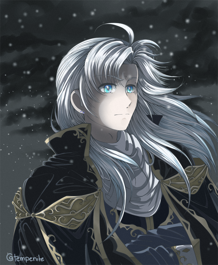 1boy, arthur_(fire_emblem), blue_eyes, crossed_arms, european_clothes, fire_emblem, fire_emblem:_seisen_no_keifu, long_hair