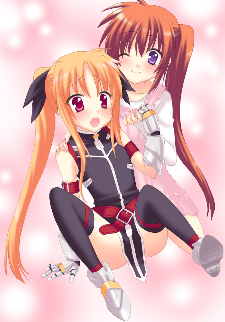 flat_chest, loli, mahou_shoujo_lyrical_nanoha, mahou_shoujo_lyrical_nanoha_strikers, saki_chisuzu, sakichi_suzu, takamachi_nanoha, thighhighs