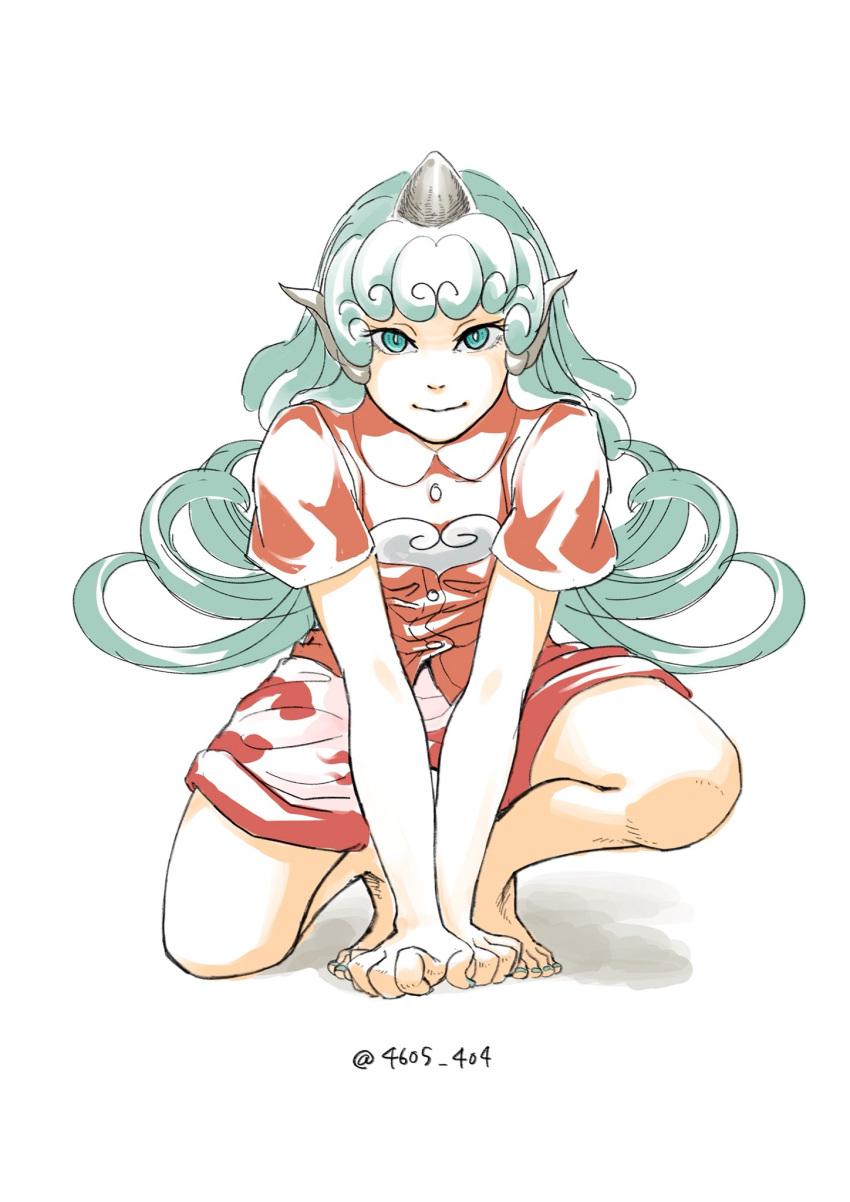 1girl, animal_ears, bangs, bare_legs, buttons, closed_mouth, commentary_request, curly_hair