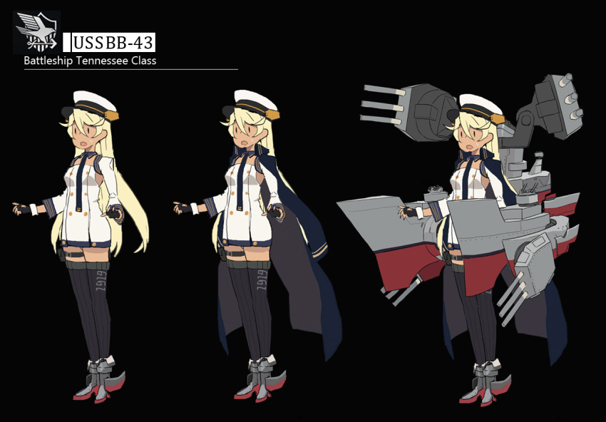 1girl, azur_lane, bangs, belt, black_background, black_gloves, black_legwear, blonde_hair