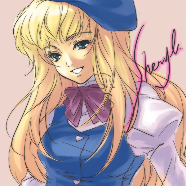 blonde_hair, blue_eyes, hat, koyuki_(artist), koyuki_(rico), long_hair, macross, macross_frontier