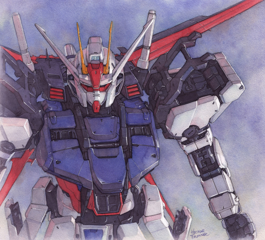 absurdres, aile_strike_gundam, artist_name, commentary, gundam, gundam_seed, hector_trunnec, highres