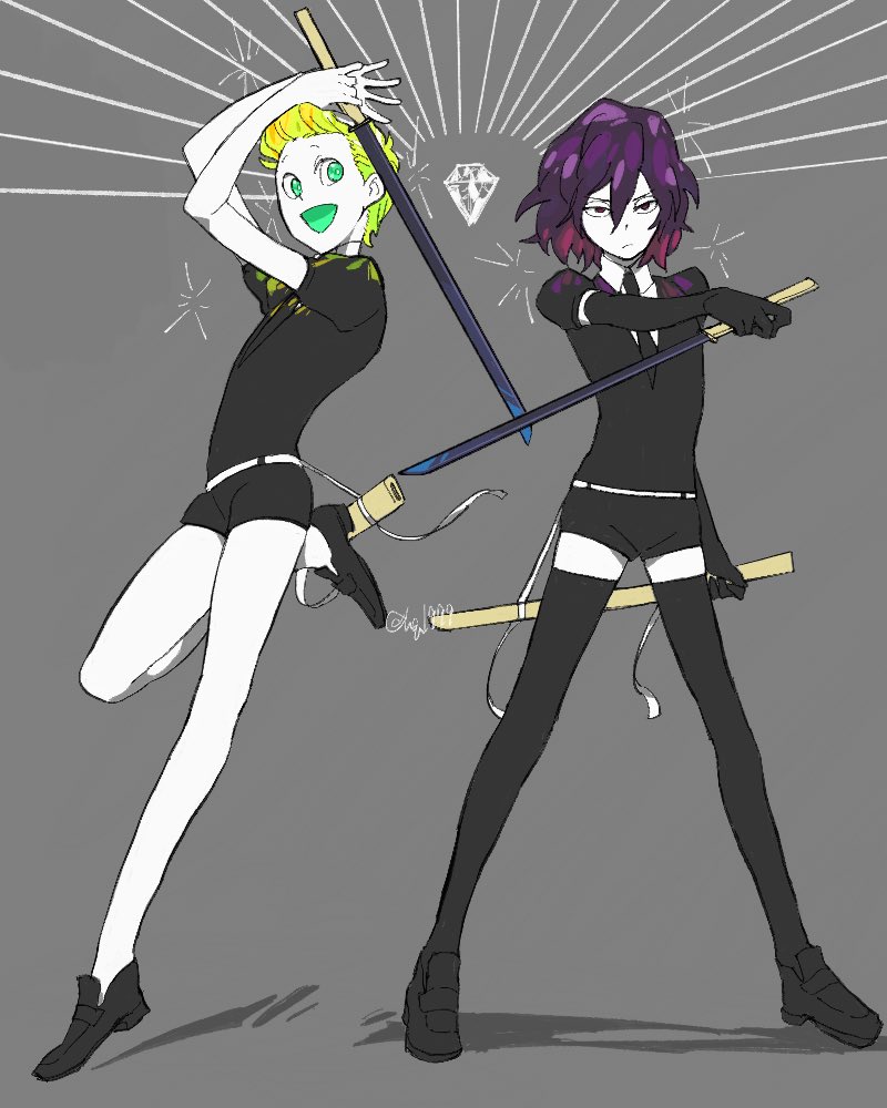 aizawa_shouta, androgynous, black_neckwear, blonde_hair, boku_no_hero_academia, crossover, crystal_hair, full_body