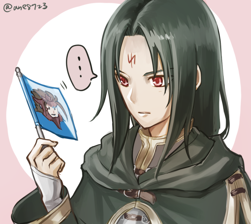2boys, ane-suisei, armor, black_hair, brown_hair, cape, facial_mark, fire_emblem