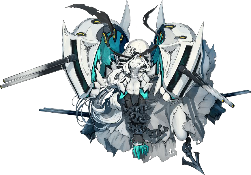 1girl, buried_air_defense_hime, kantai_collection, long_hair, official_art, shinkaisei-kan, shizuma_yoshinori, simple_background, solo, transparent_background, turret, white_background, white_hair, yellow_eyes