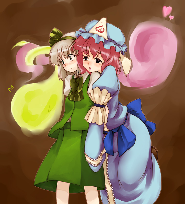 blush, bow, green_eyes, hairband, hat, hatakenaka, heart, hitodama