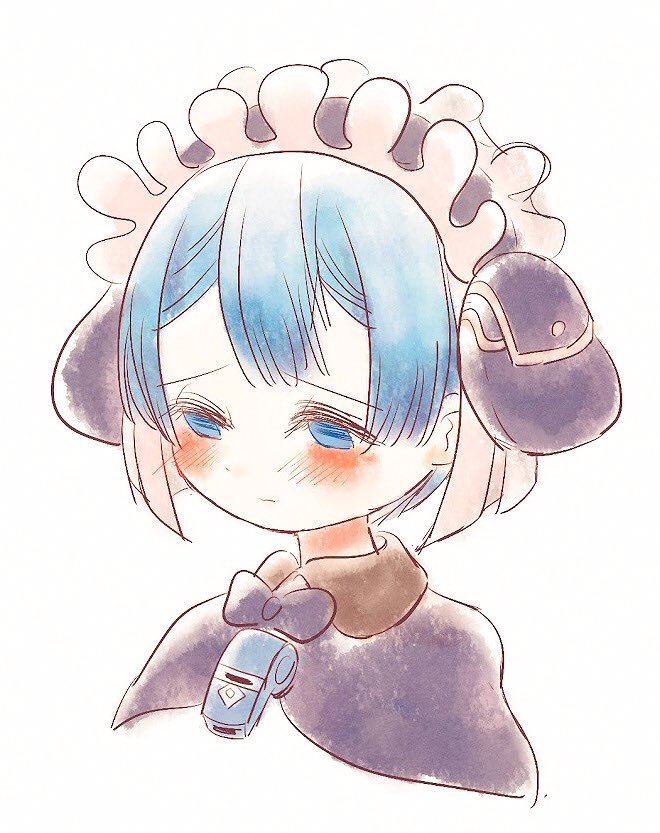 1boy, bangs, blue_eyes, blue_hair, blunt_bangs, blush, capelet, closed_mouth