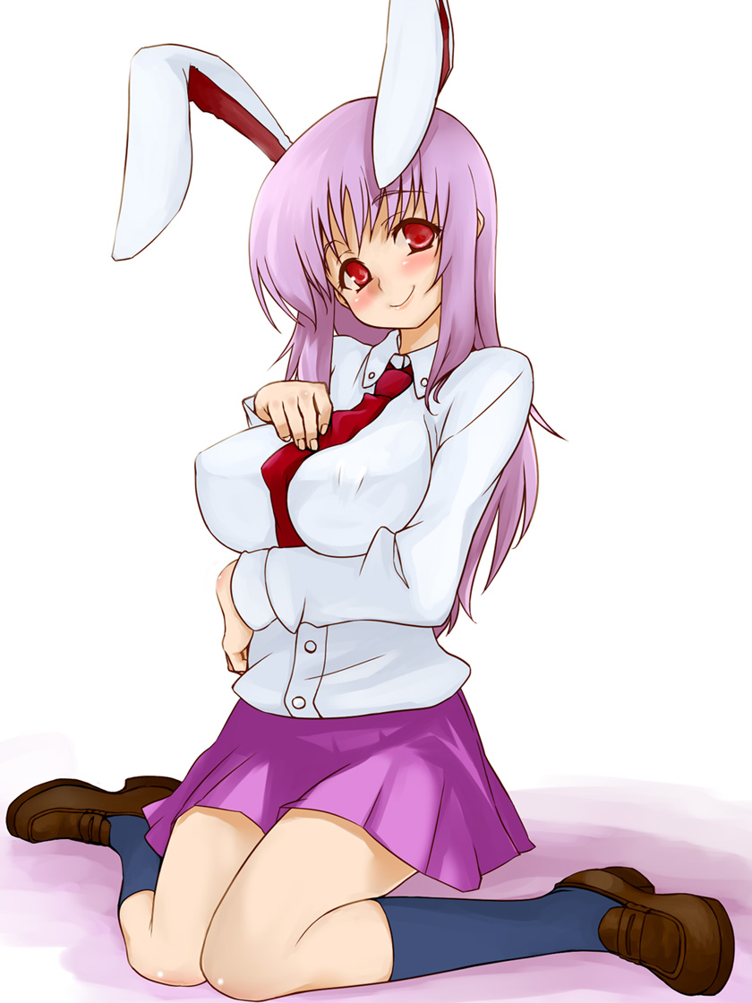 bunny_ears, hatakenaka, long_hair, necktie, purple_hair, rabbit_ears, red_eyes, reisen_udongein_inaba