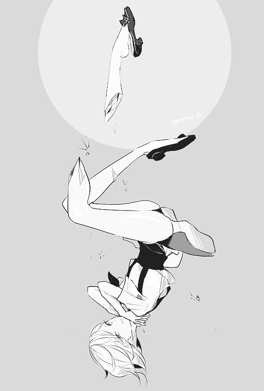 androgynous, black_footwear, broken, cojimama, dated, goshenite_(houseki_no_kuni), grey_eyes, houseki_no_kuni