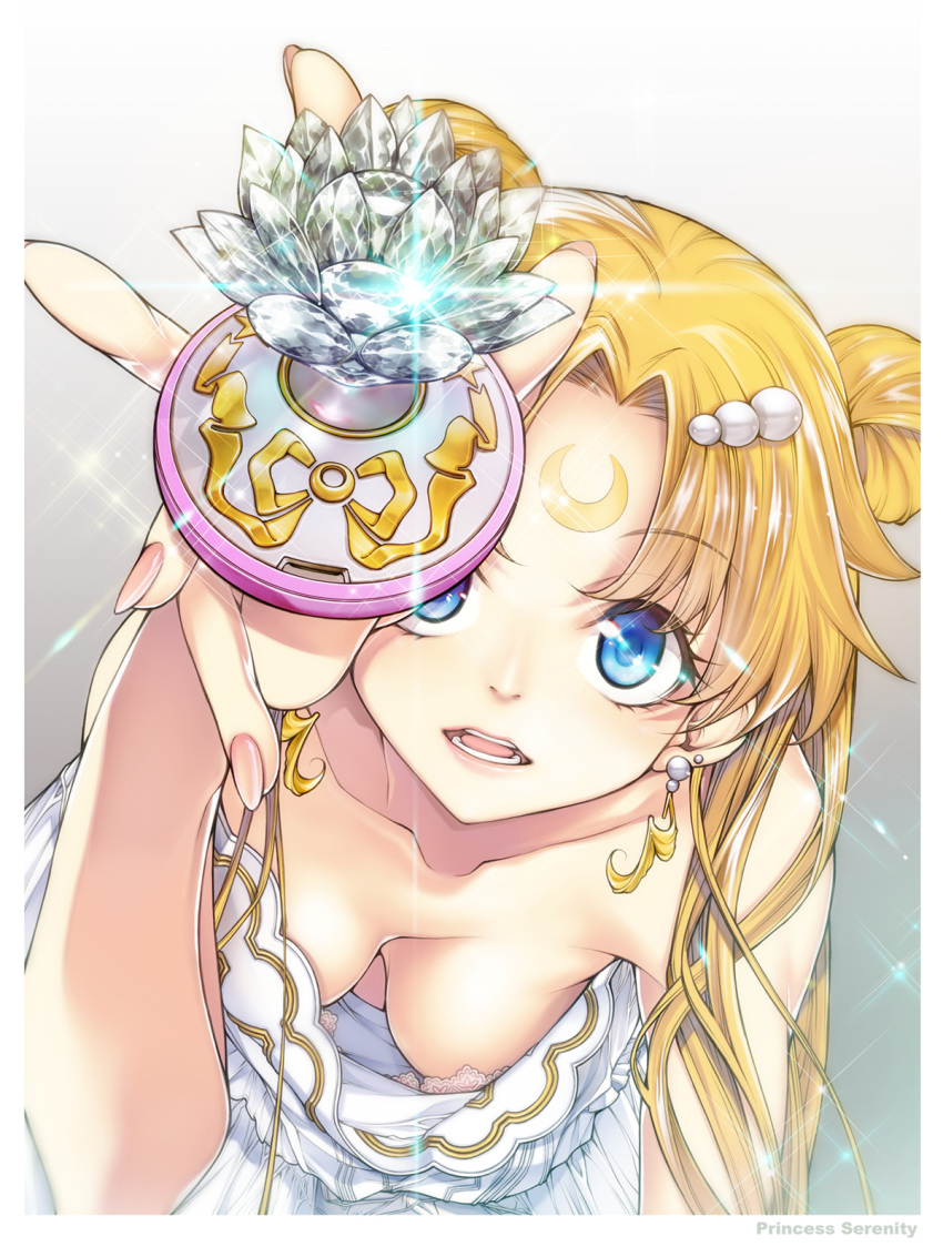 1girl, bishoujo_senshi_sailor_moon, blonde_hair, blue_eyes, breasts, character_name, cleavage, close-up