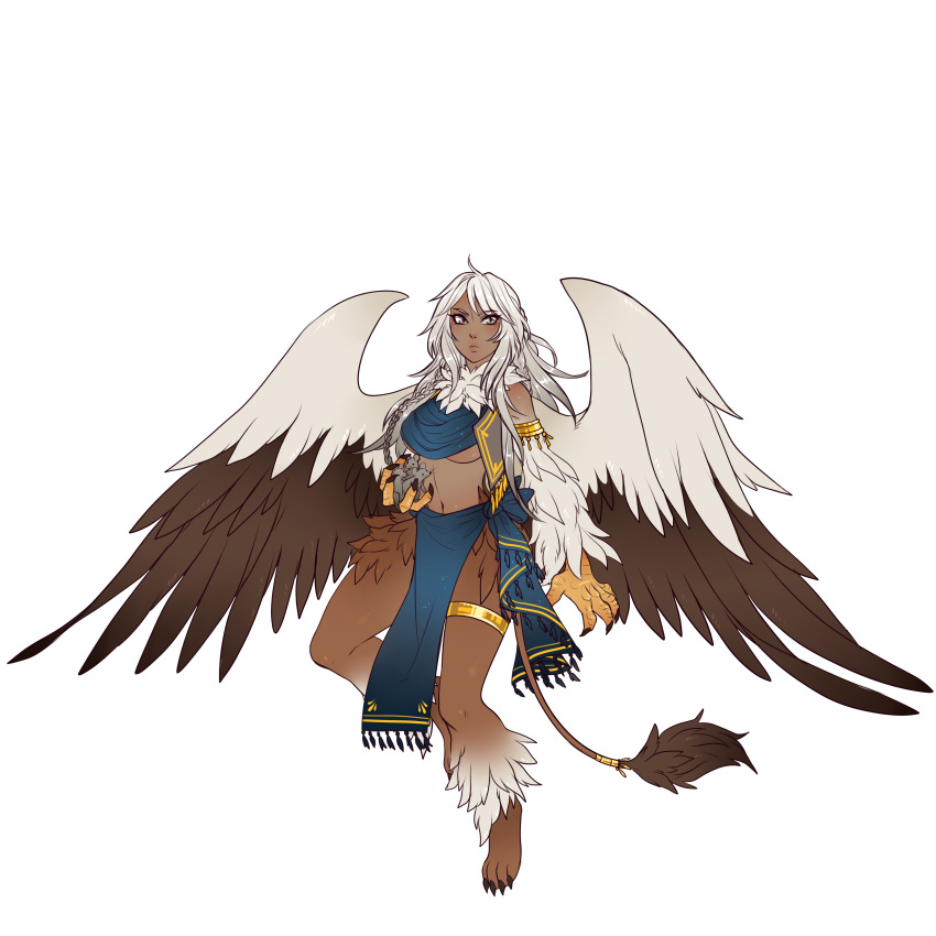 1girl, absurdres, animal, armband, bangs, bare_shoulders, bird_wings, blush