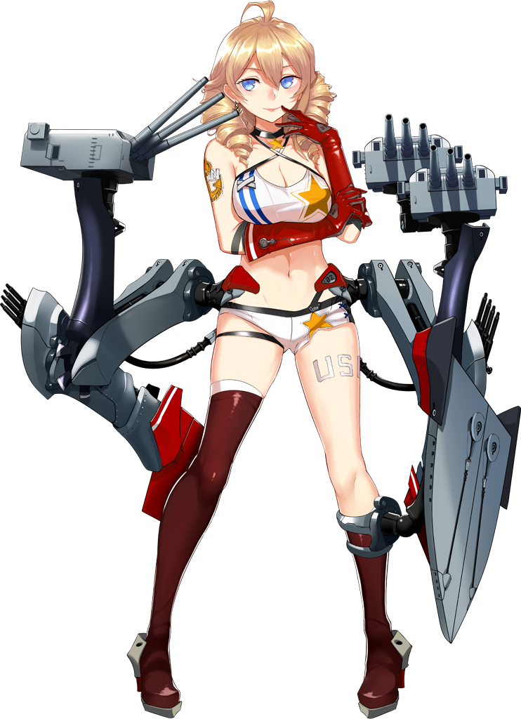 1girl, ahoge, anchor, anchor_tattoo, asymmetrical_legwear, azur_lane, bangs, bare_shoulders
