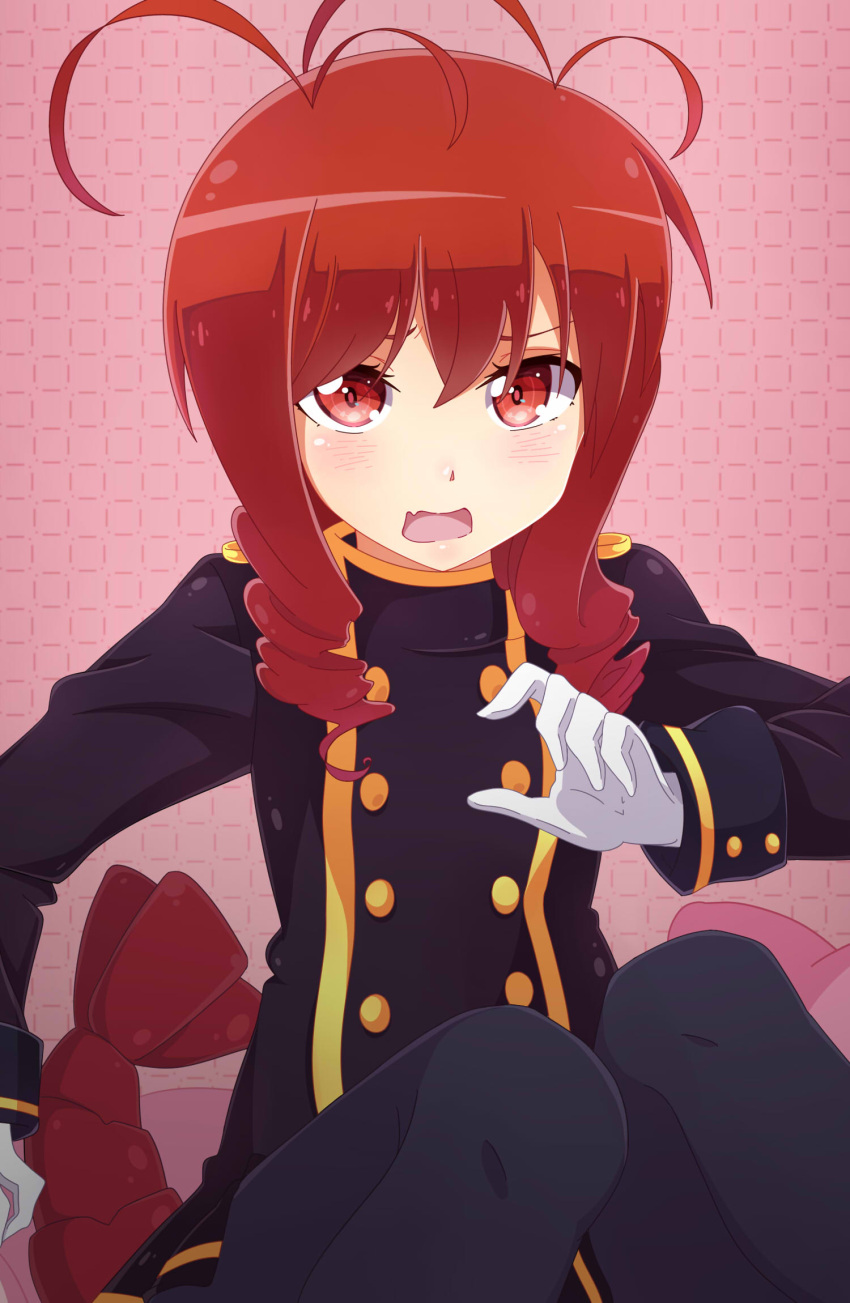 1girl, blush, gloves, highres, kukie-nyan, lobco, lobster_tail, long_sleeves