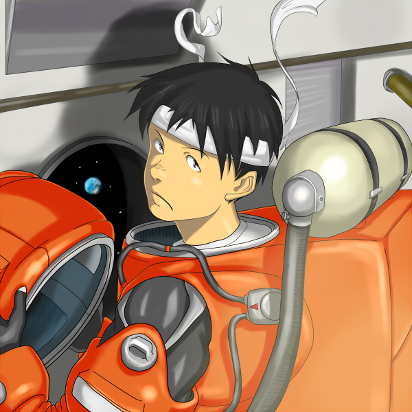 earth, hairband, hoshino_hachirota, hoshino_hachirouta, male, moritake_(magenta), planetes, space