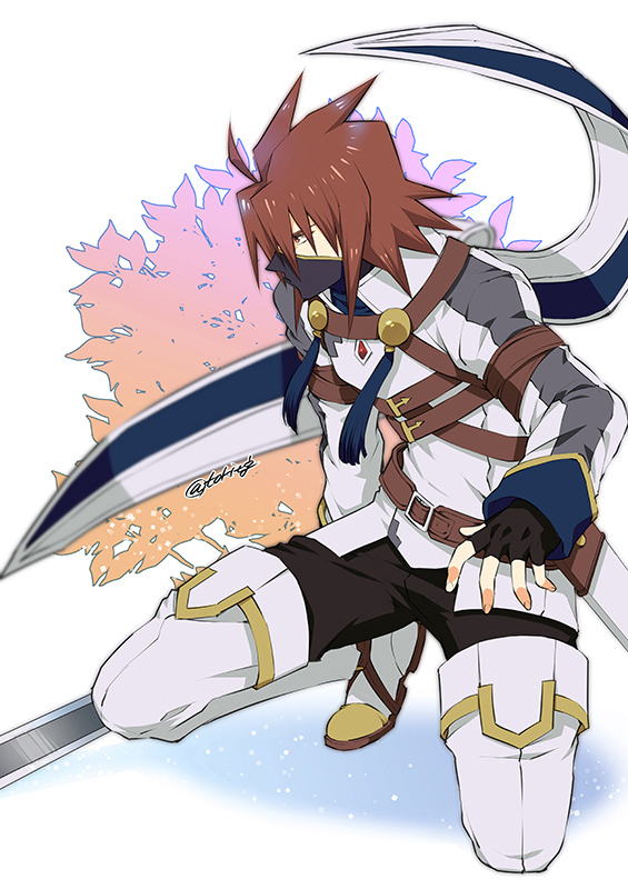 1boy, alternate_costume, black_gloves, black_pants, boots, buckle, fingerless_gloves, gloves
