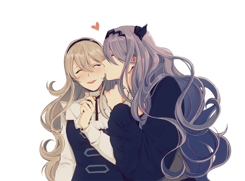 2girls, camilla_(fire_emblem_if), closed_eyes, european_clothes, female_my_unit_(fire_emblem_if), fire_emblem, fire_emblem_if, hair_over_one_eye